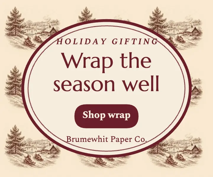 Brumewhit holiday wrapping paper toile ad: holiday wrapping paper ad template