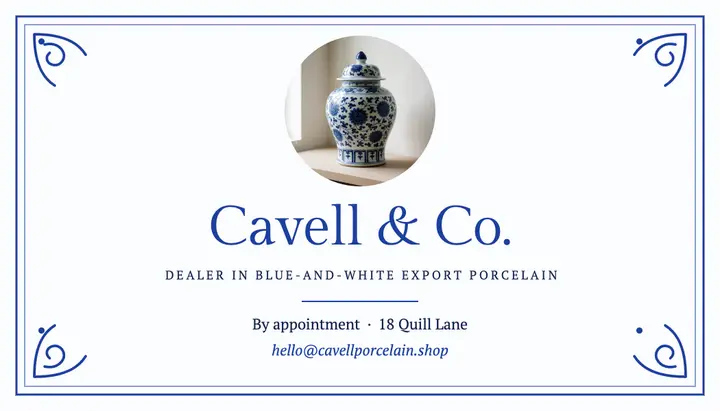 Cavell & Co. export porcelain business card template