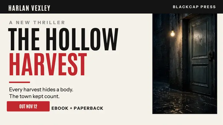 Hollow Harvest thriller launch thumbnail template