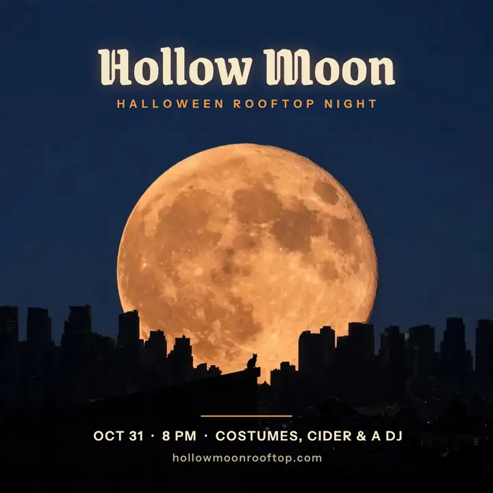 Hollow Moon rooftop Halloween post: halloween rooftop night post template