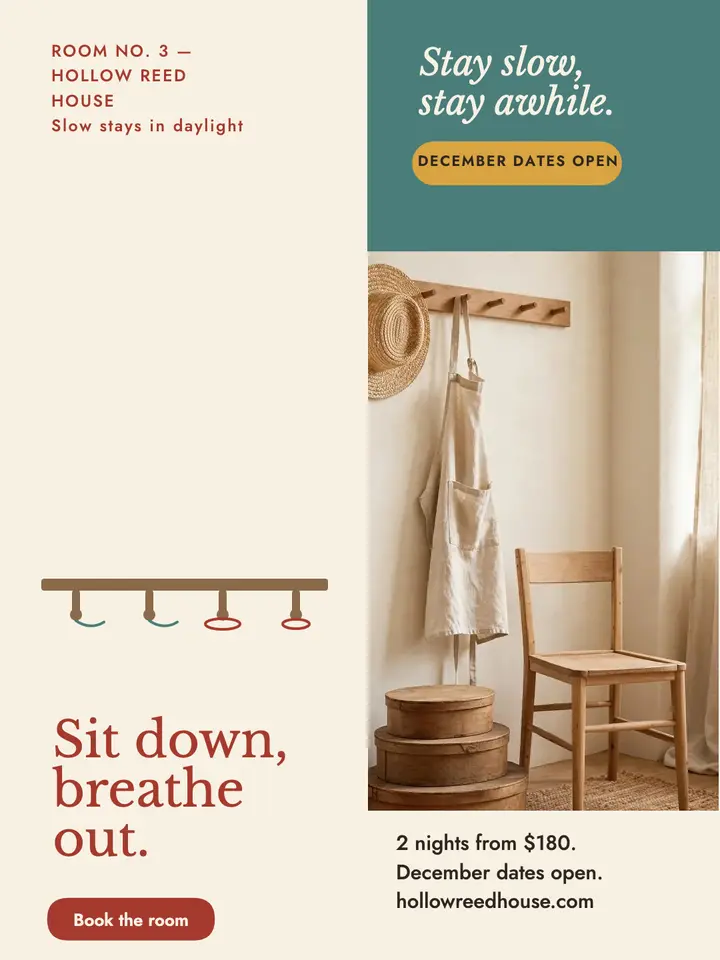 Hollow Reed House slow stay portrait template