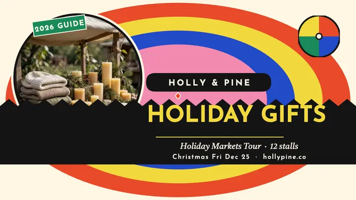 Holly and Pine holiday market thumbnail template