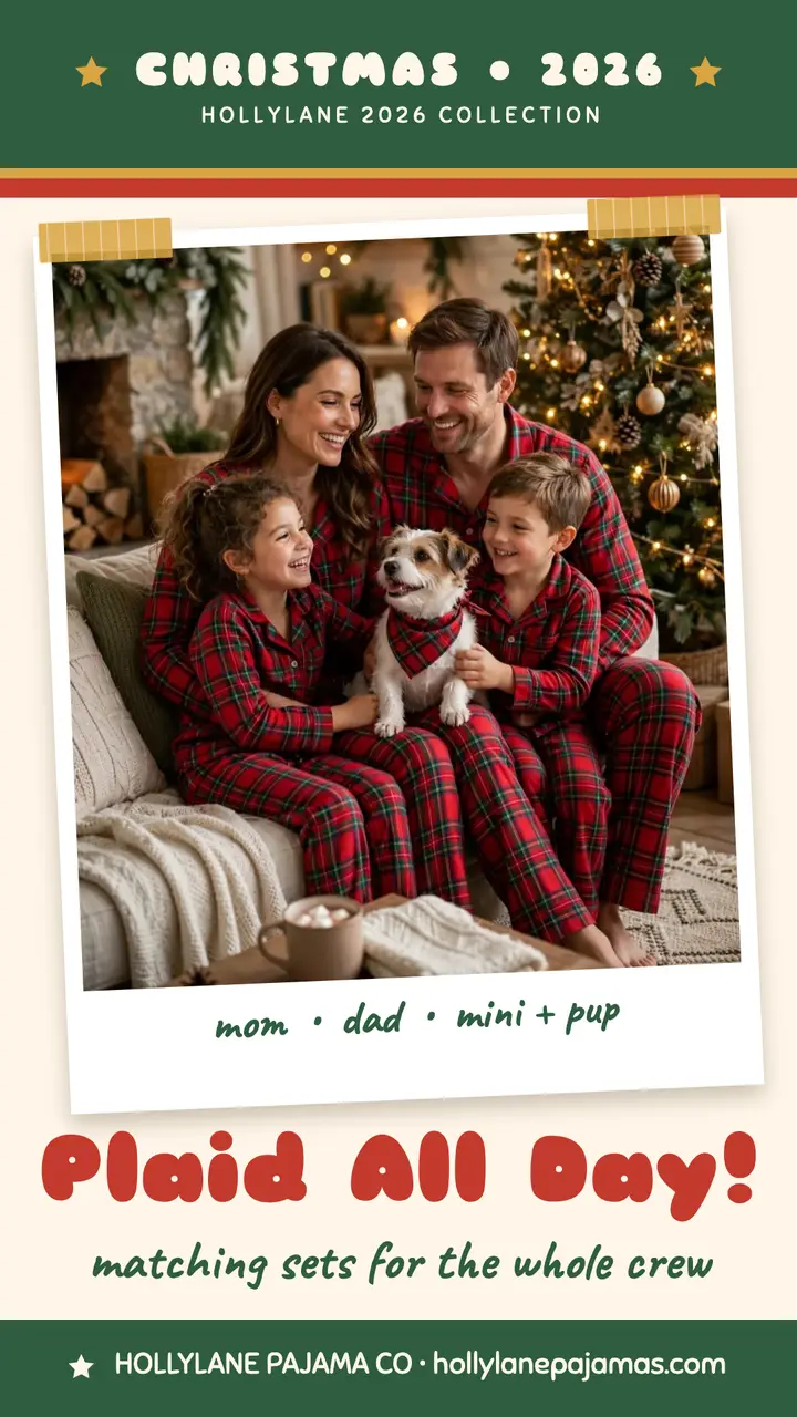 Matching plaid pajamas Christmas story template