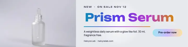 Halcyra Lab Prism Serum launch banner template