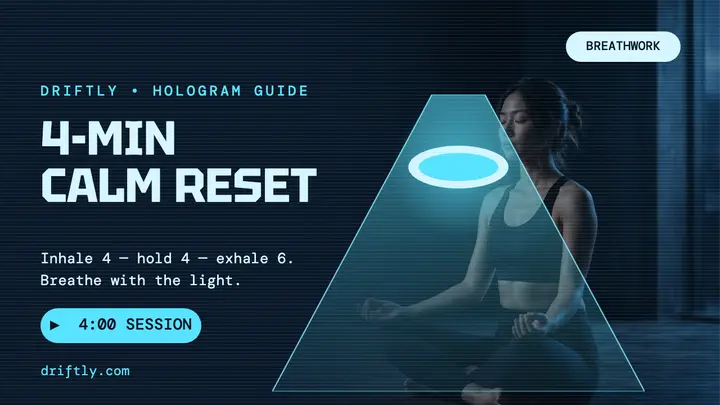 Driftly 4-minute calm reset hologram thumbnail template