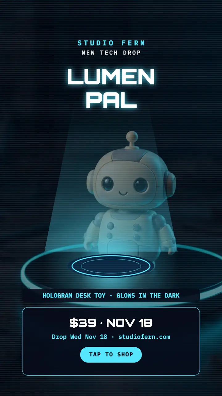 Lumen Pal hologram toy creator story template