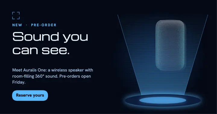 Auralis One hologram speaker launch post: product launch post template