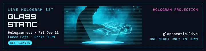 Glass Static hologram synth night banner template