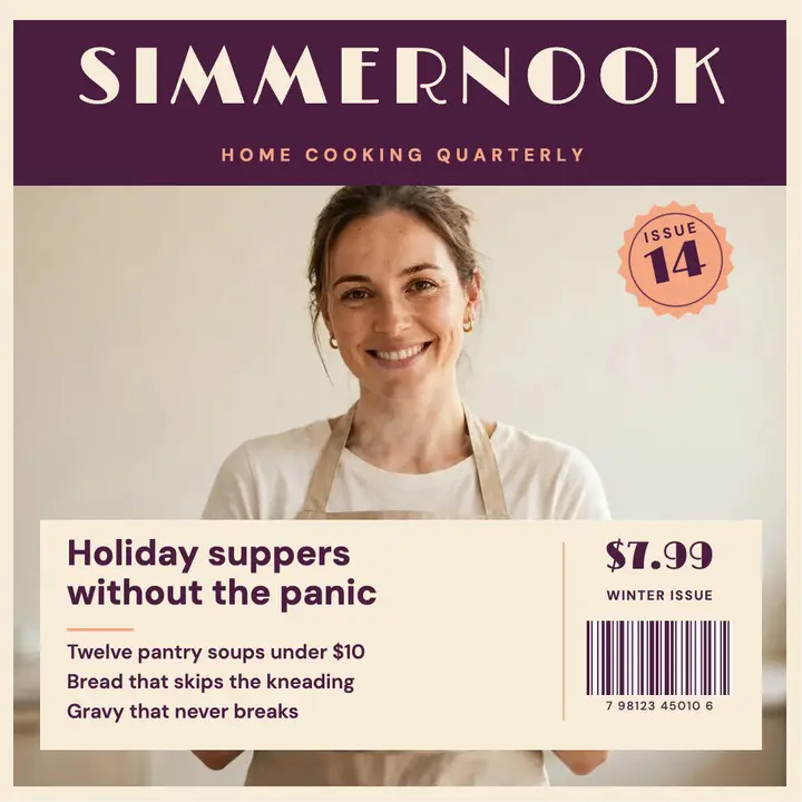 Home cooking quarterly magazine cover template