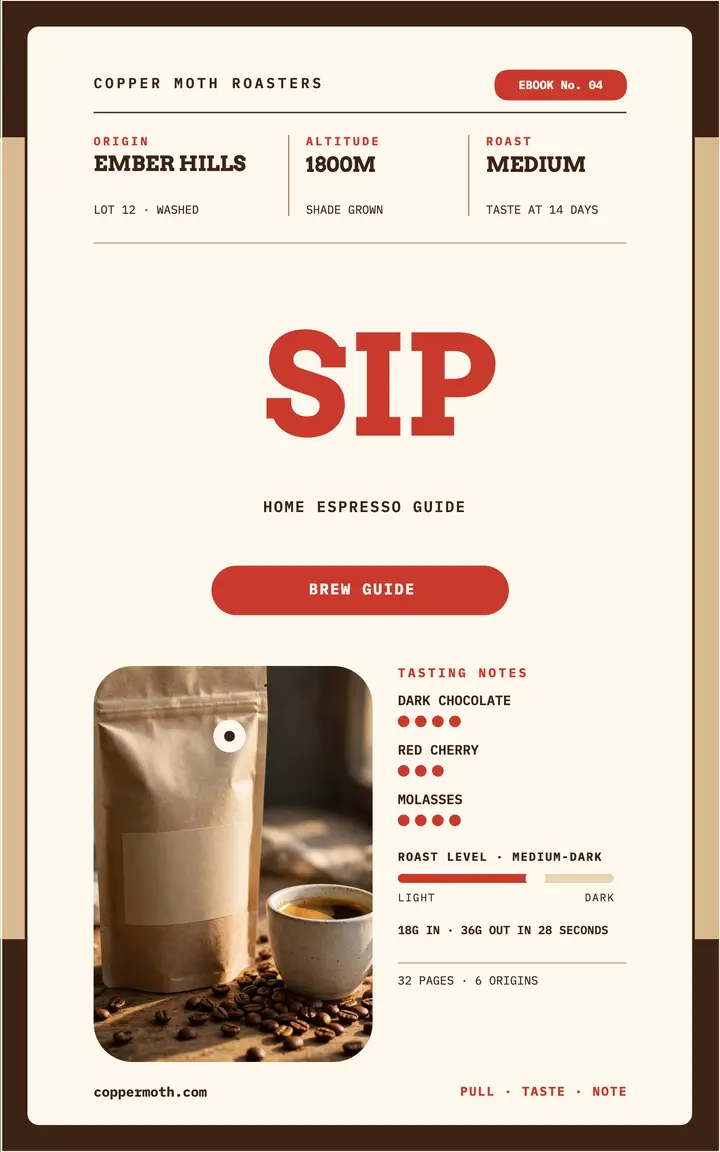 Copper Moth home espresso tasting guide template