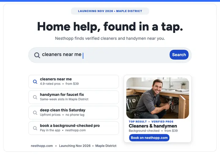 Nesthopp app launch search certificate: services app launch template