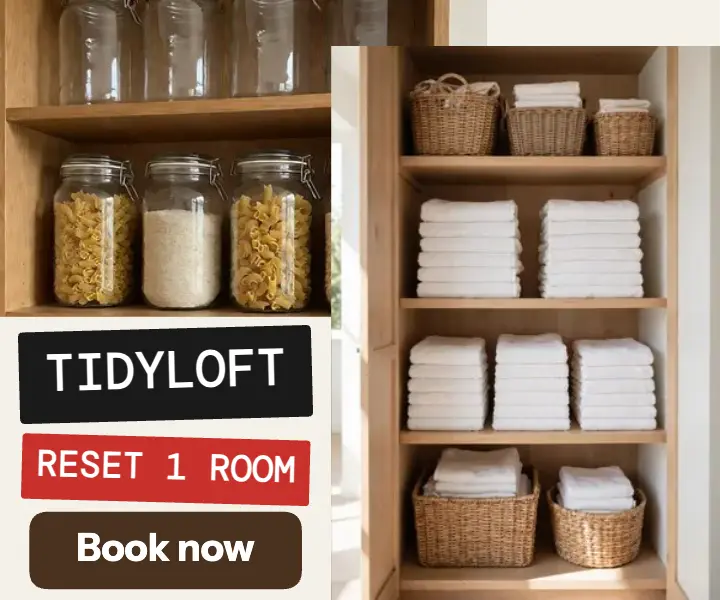 Tidyloft home organizing label strip ad: home organizing ad template