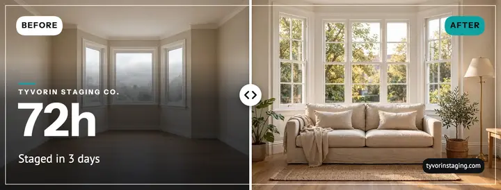 Tyvorin Staging Co. before and after cover: home staging cover template