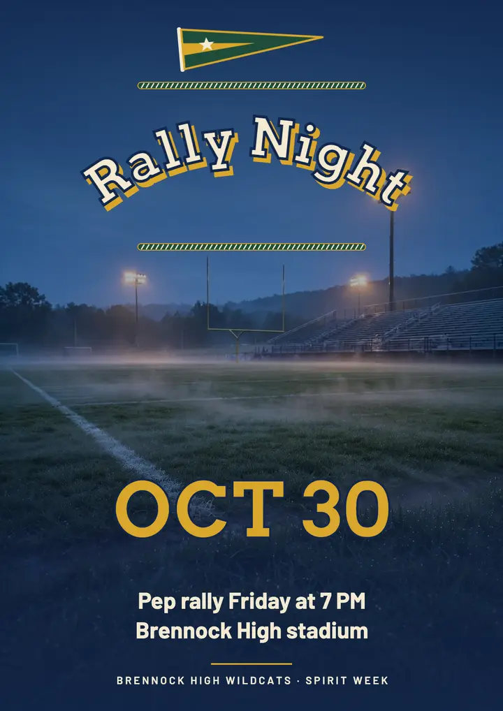 Homecoming pep rally flyer, varsity collegiate template