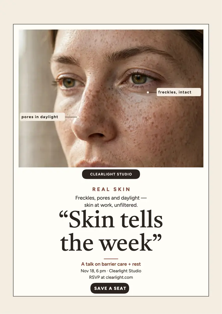 Clearlight honest skin quote flyer template