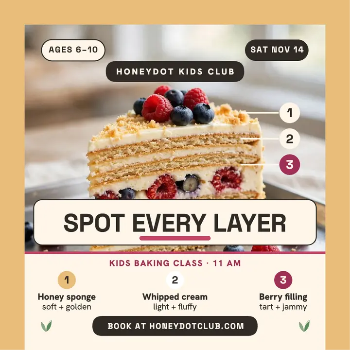 Honeydot kids honey cake layers class post template