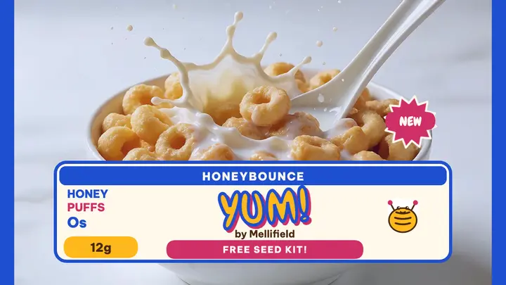Honeybounce honey puff cereal launch thumb template