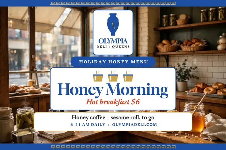Olympia Deli honey morning postcard template