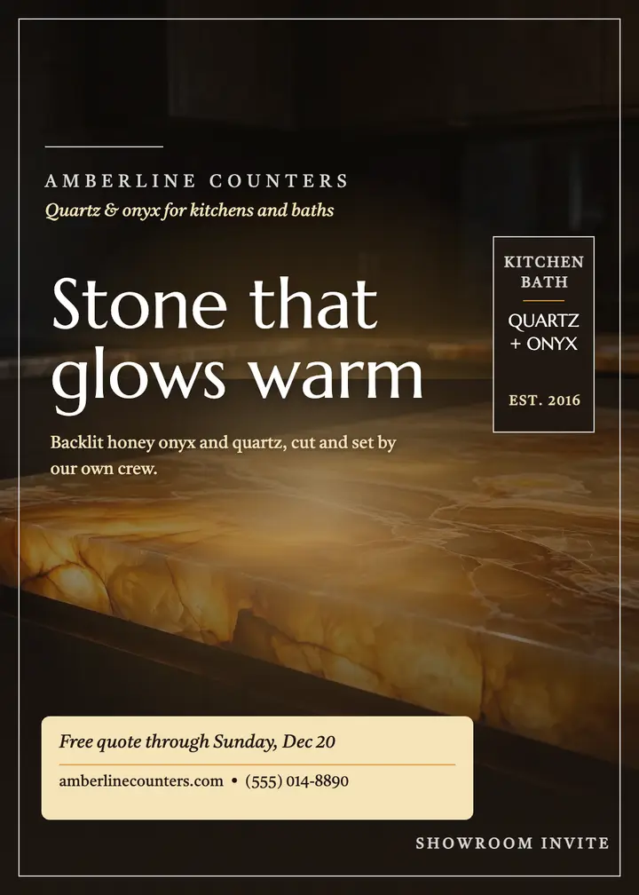 Amberline glowing onyx counter invitation template