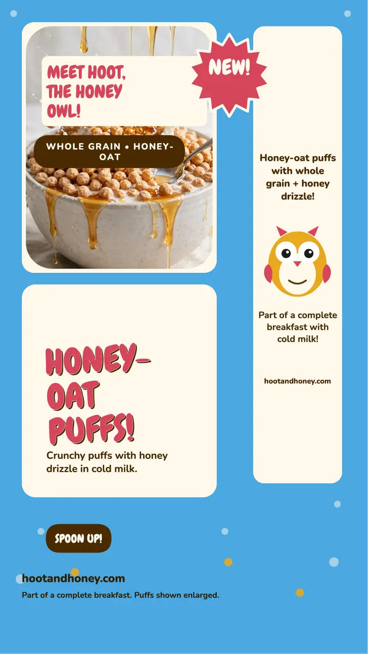 Hoot and Honey puffs cereal story template