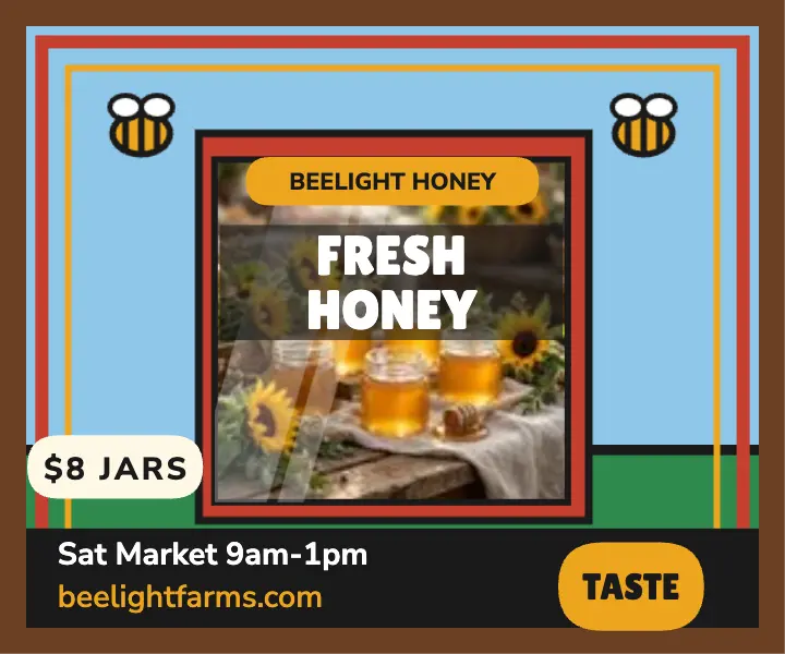 Beelight Honey market ad, reverse glass template