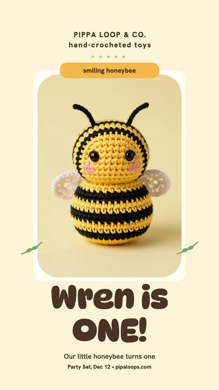 Wren honeybee first birthday crochet story template