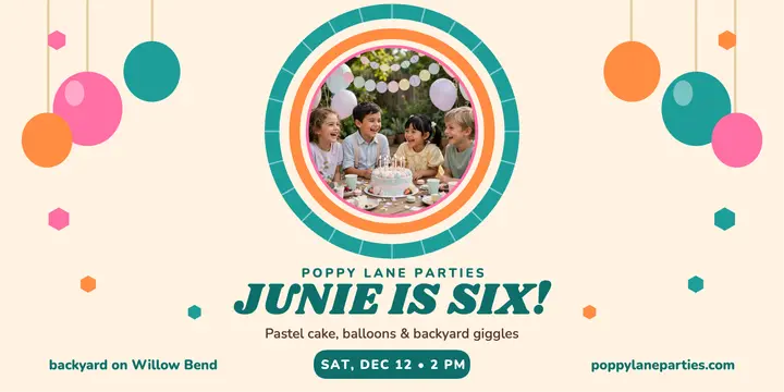 Junie is six honeycomb party post: kids birthday party post template