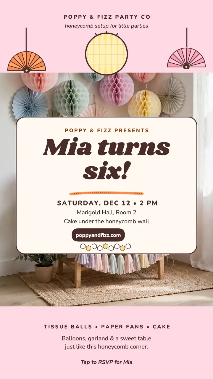 Mia's honeycomb birthday story template