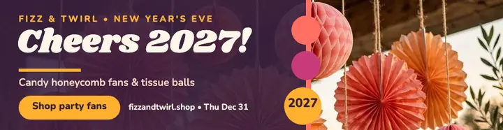 Fizz and Twirl New Year fans billboard template