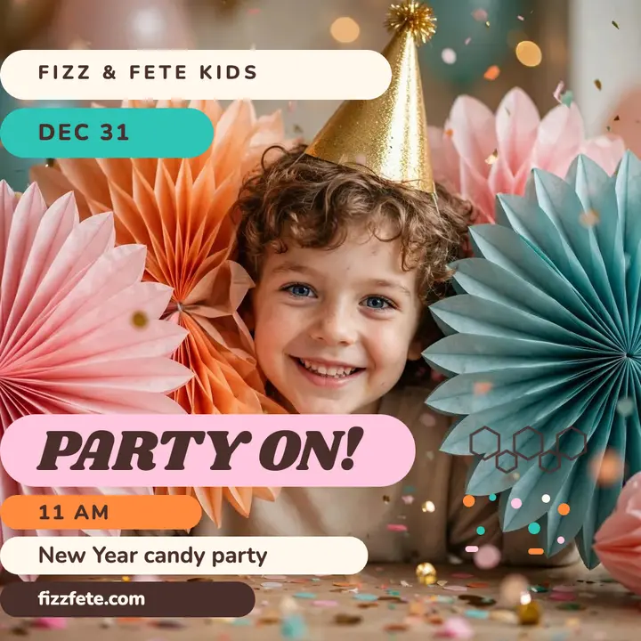 Fizz and Fete honeycomb New Year party template