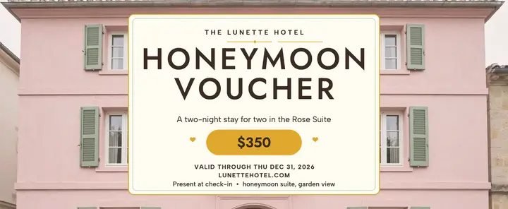Lunette honeymoon suite gift voucher: honeymoon gift voucher template