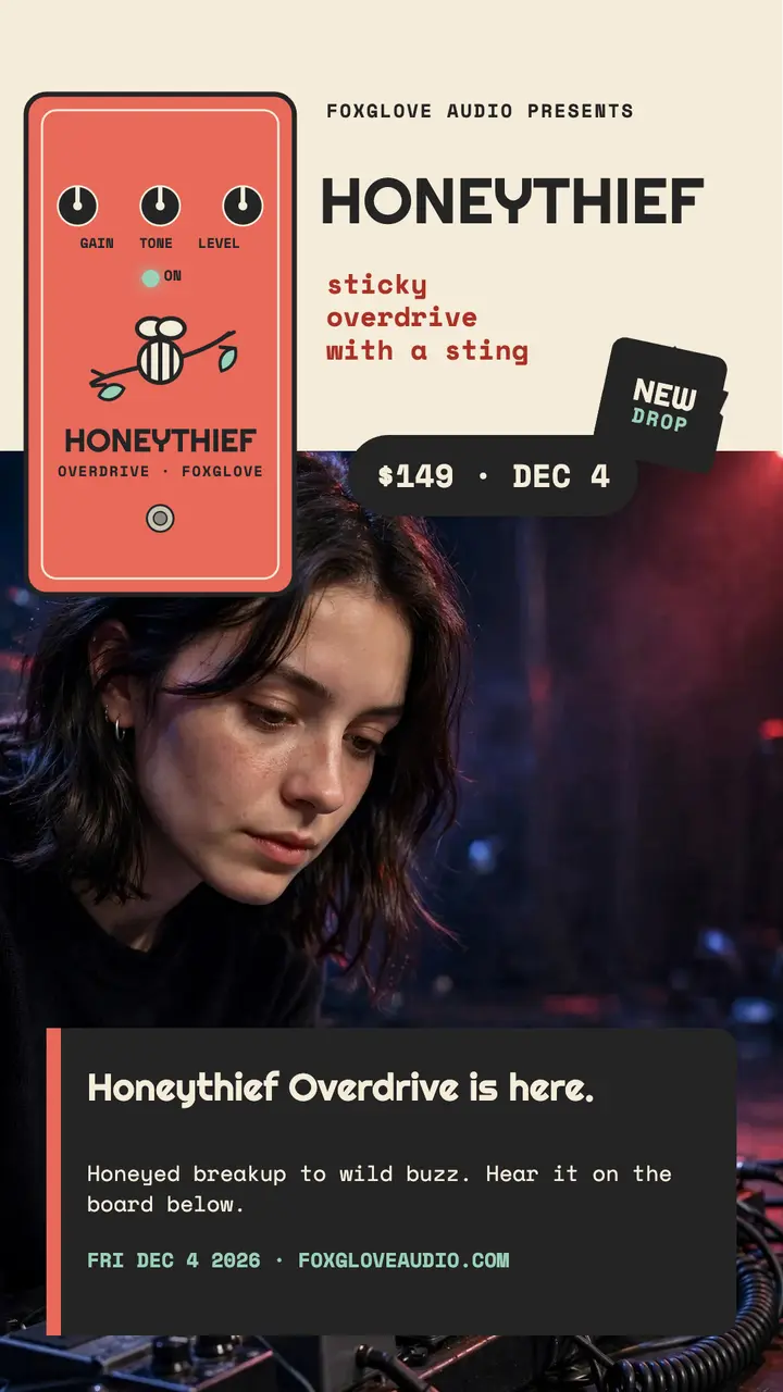 Honeythief overdrive pedal drop story template