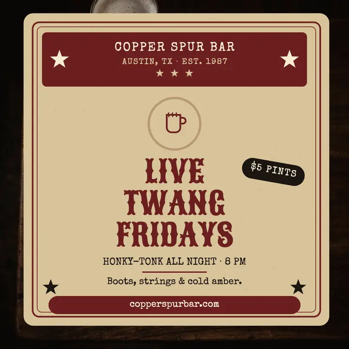 Copper Spur honky-tonk coaster gig post template