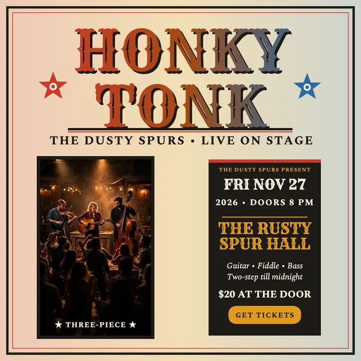 Dusty Spurs honky-tonk night poster template