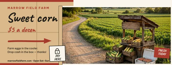 Marrow Field sweet corn stand cover template