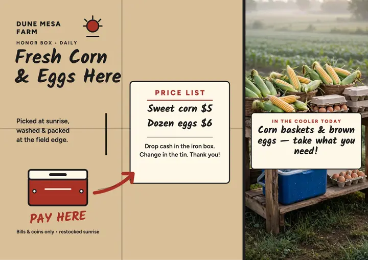 Dune Mesa Farm honor box certificate template