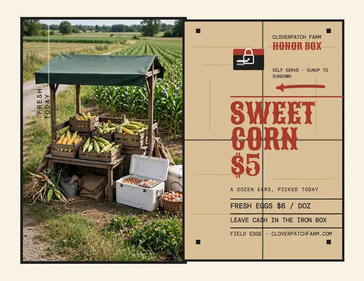 Cloverpatch sweet corn honor box flyer template