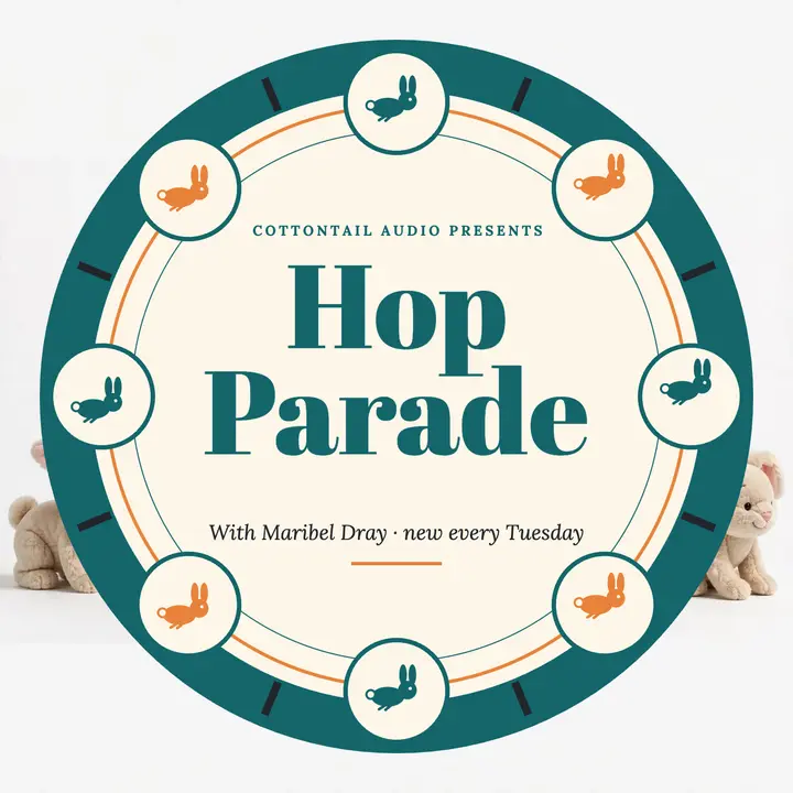 The Hop Parade bunny podcast cover: kids podcast cover template