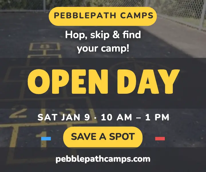 Pebblepath Camps open day hopscotch ad template