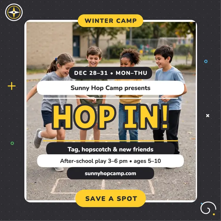 Sunny Hop winter camp hopscotch post template