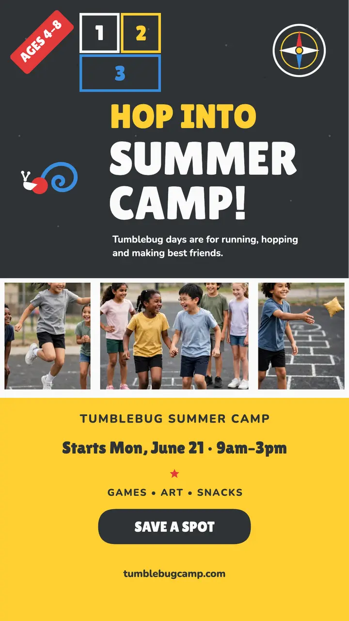 Tumblebug summer camp hopscotch story template