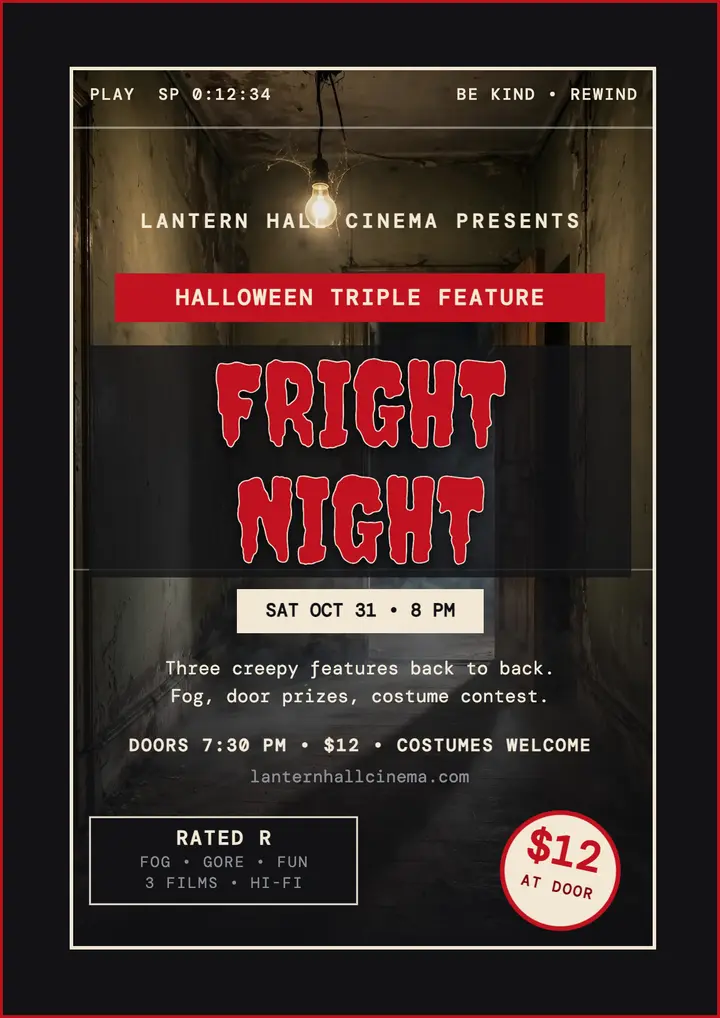 Fright Night horror screening VHS flyer template