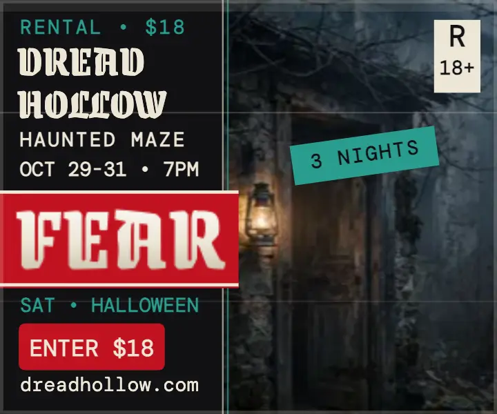 Dread Hollow haunted maze VHS ad template