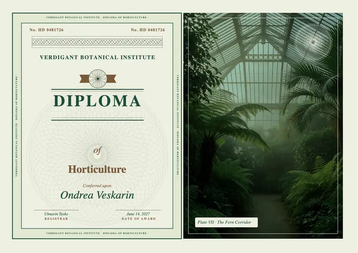 Diploma of Horticulture certificate, banknote guilloche template