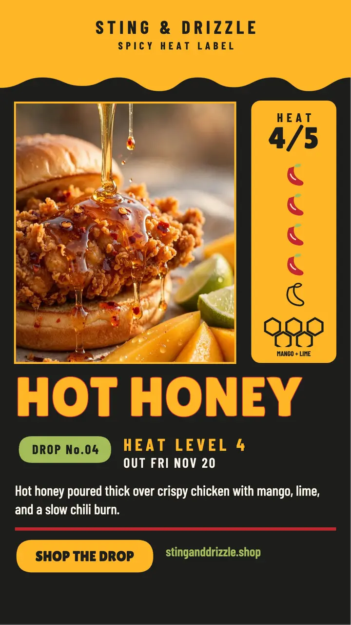 Sting and Drizzle hot honey drop story template
