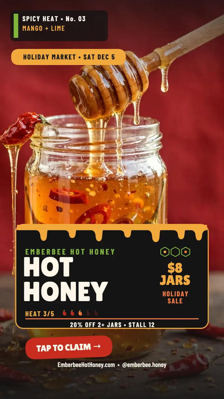 Emberbee hot honey holiday sale story template
