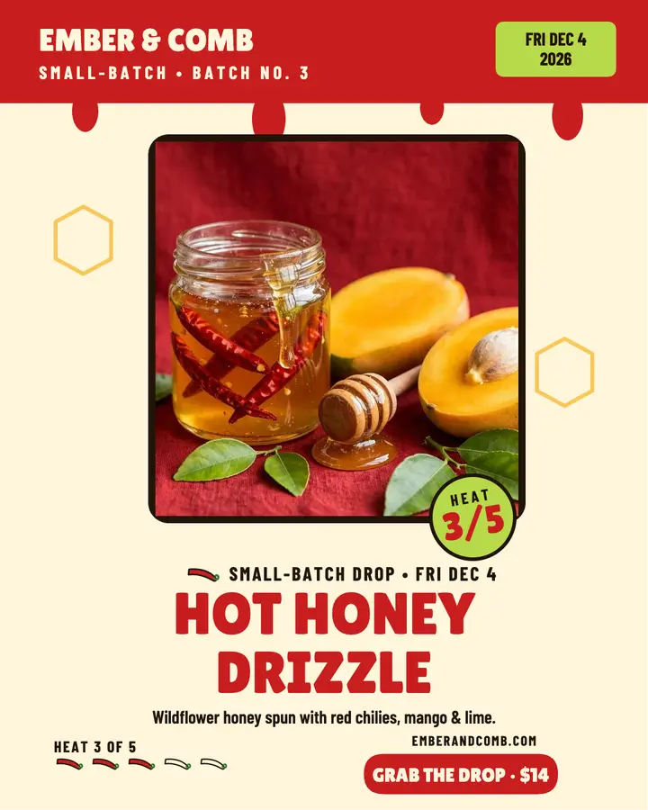 Ember and Comb hot honey drop post template