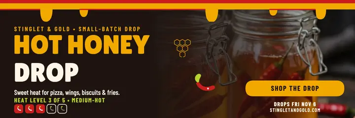 Stinglet and Gold hot honey drop header template