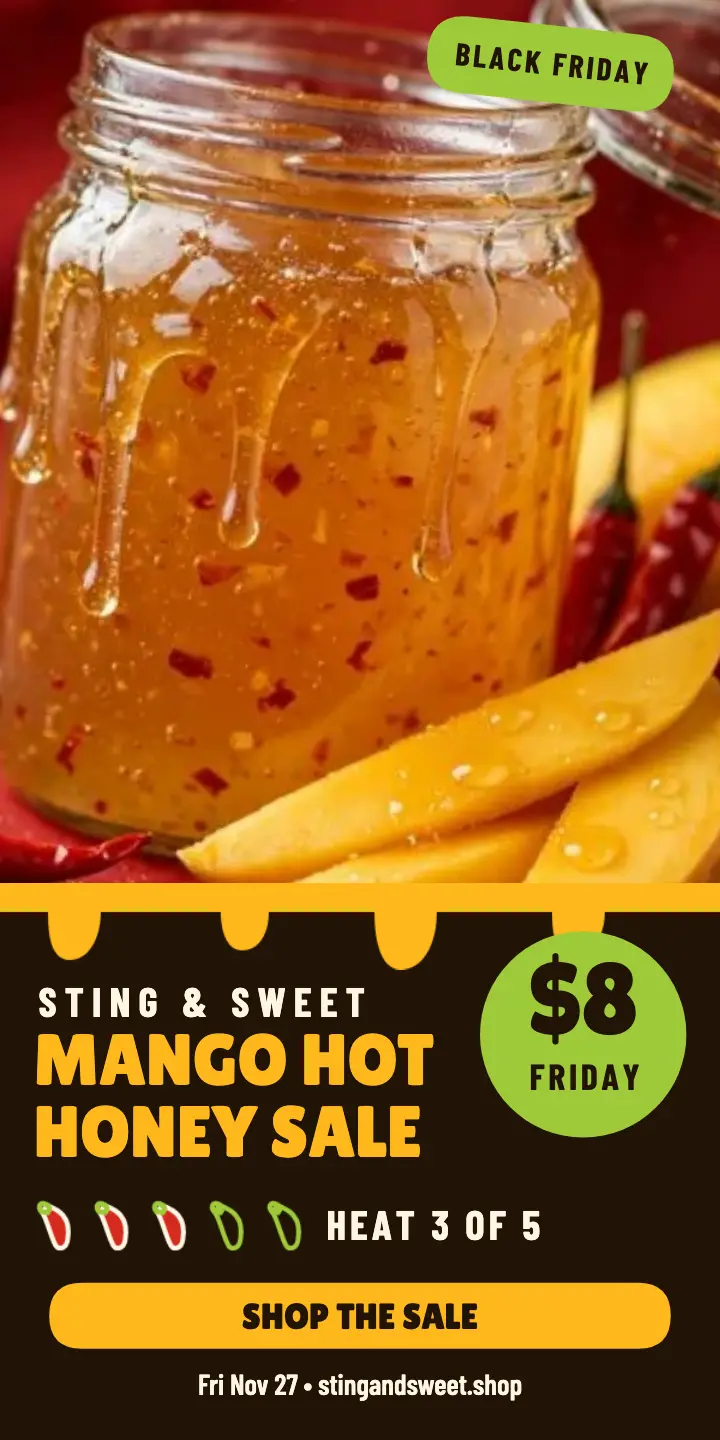 Sting and Sweet mango hot honey sale template