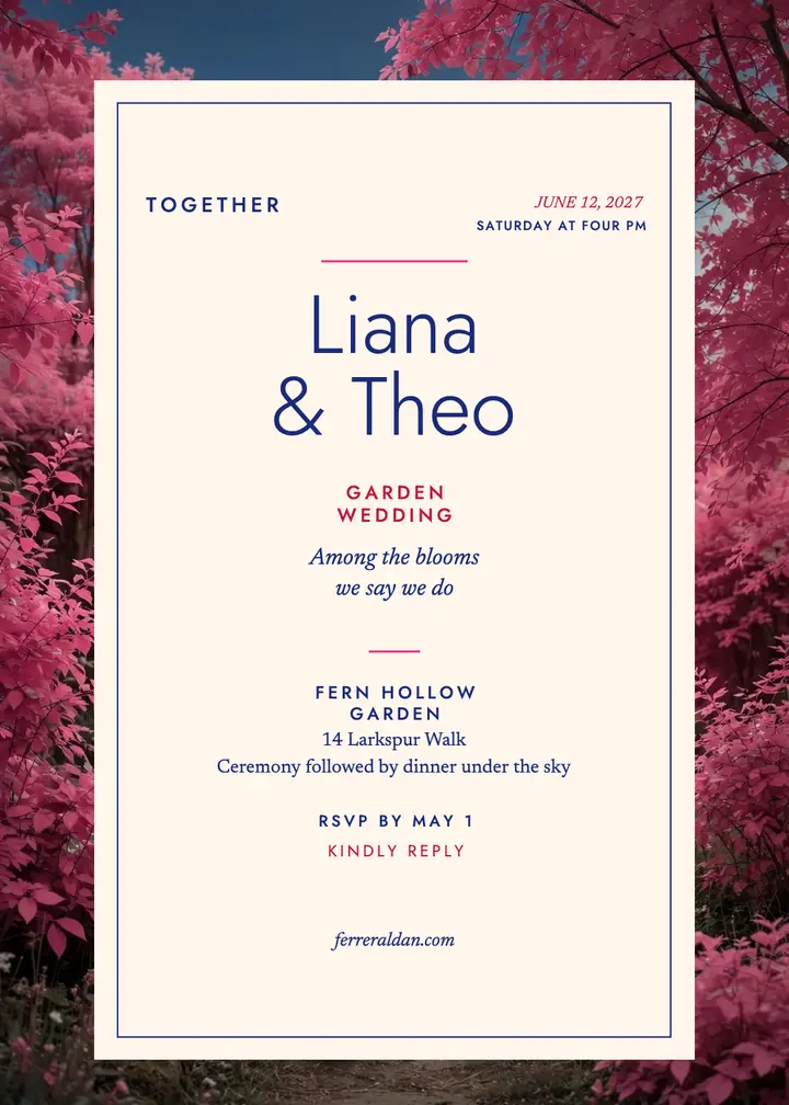 Liana and Theo infrared garden invitation template